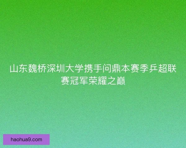 山东魏桥深圳大学携手问鼎本赛季乒超联赛冠军荣耀之巅